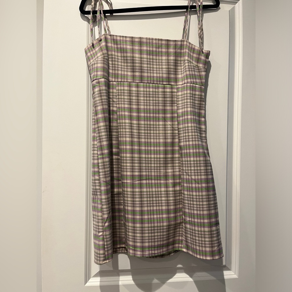 Plaid dress in pinkish purple